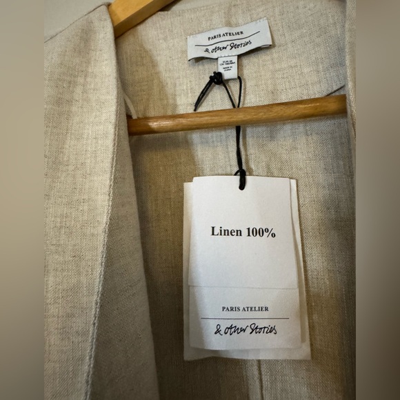 & Other Stories Cream Linen Belted Dress - Picture 4 of 4